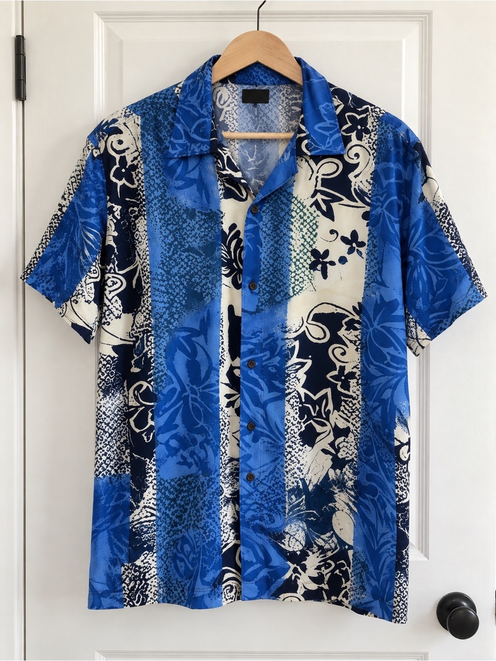 Jams World Blue Floral Hawaiian Shirt size Large